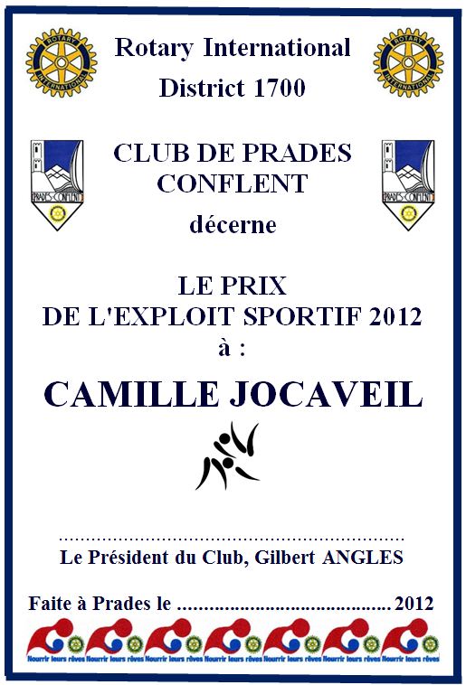 Prix sportif certificat 2012